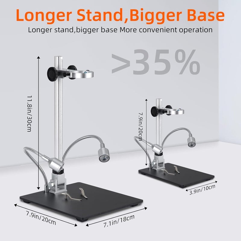 Koolertron 10.1" IPS LCD Digital Microscope with 8 LED + 2 Fill Lights, 32GB TF Card, Remote Control & Adjustable Metal Stand - for Coin, Plant, Insect, Skin Inspection - Image 4